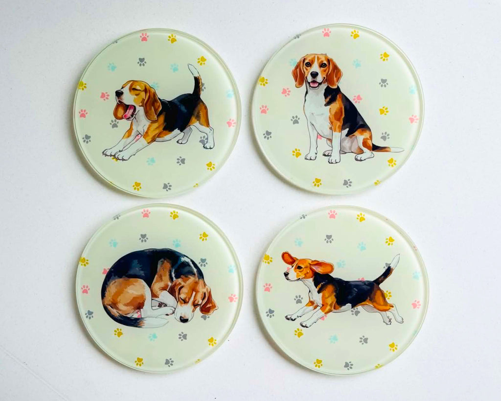 'Bailey the Beagle' Glass Coasters (Set of 4)