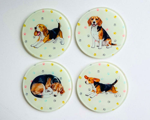 'Bailey the Beagle' Glass Coasters (Set of 4)