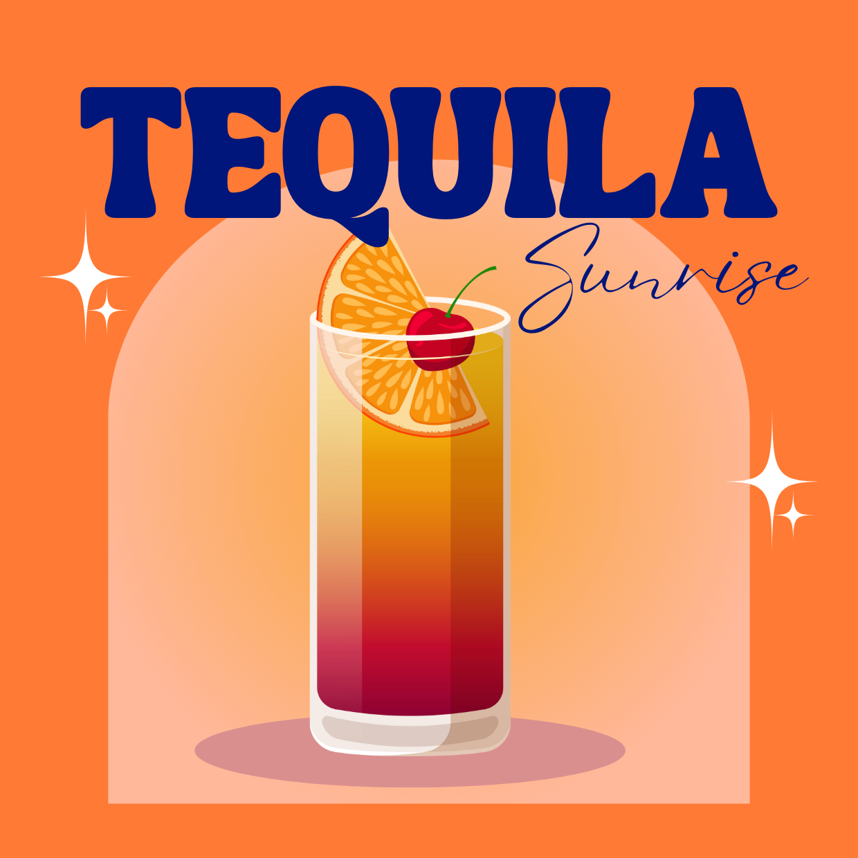 Tequila Sunrise Classic Cocktail Glass Coaster