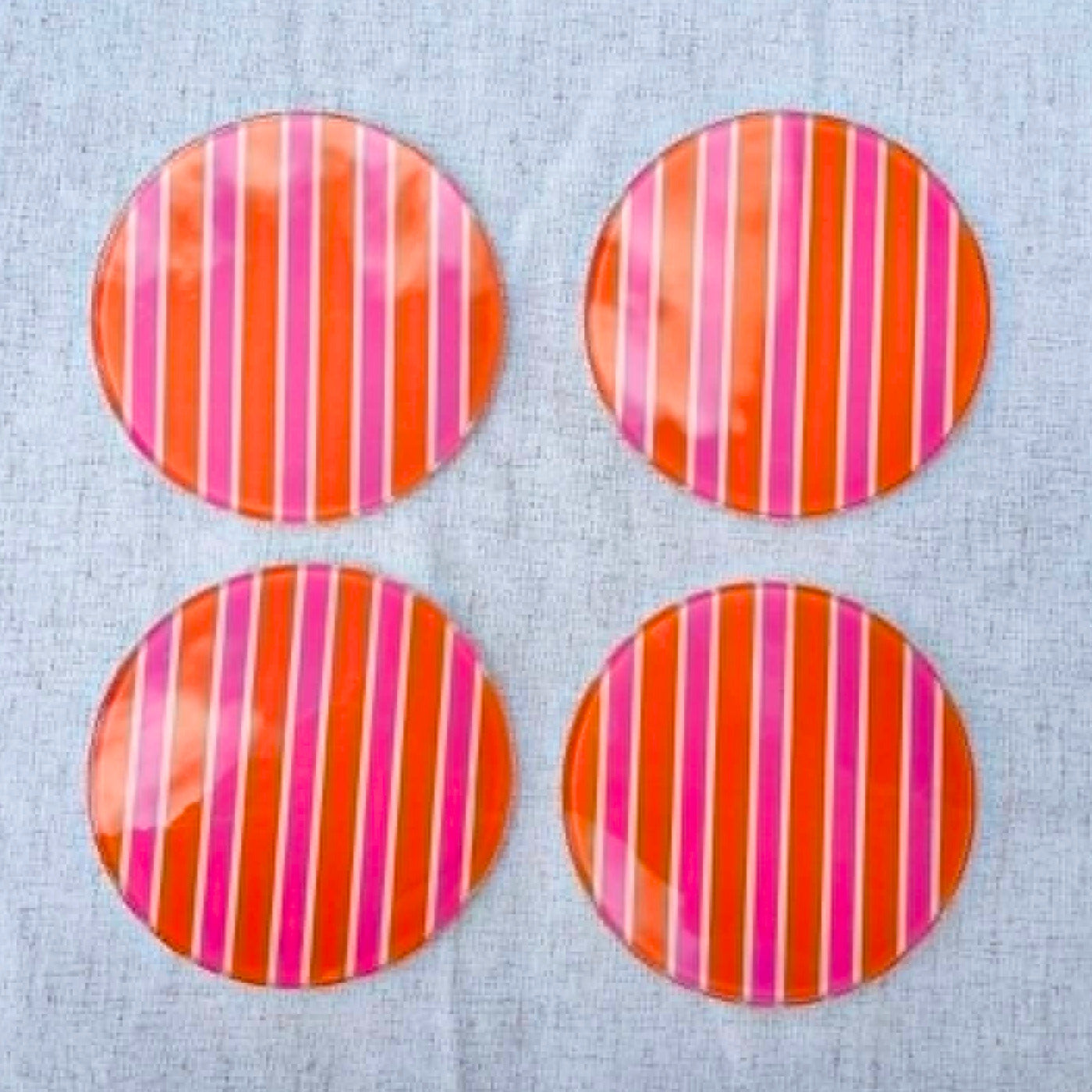 Ibiza Sunset – Summer Stripes Glass Coasters (Set of 4)