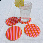 Ibiza Sunset – Summer Stripes Glass Coasters (Set of 4)