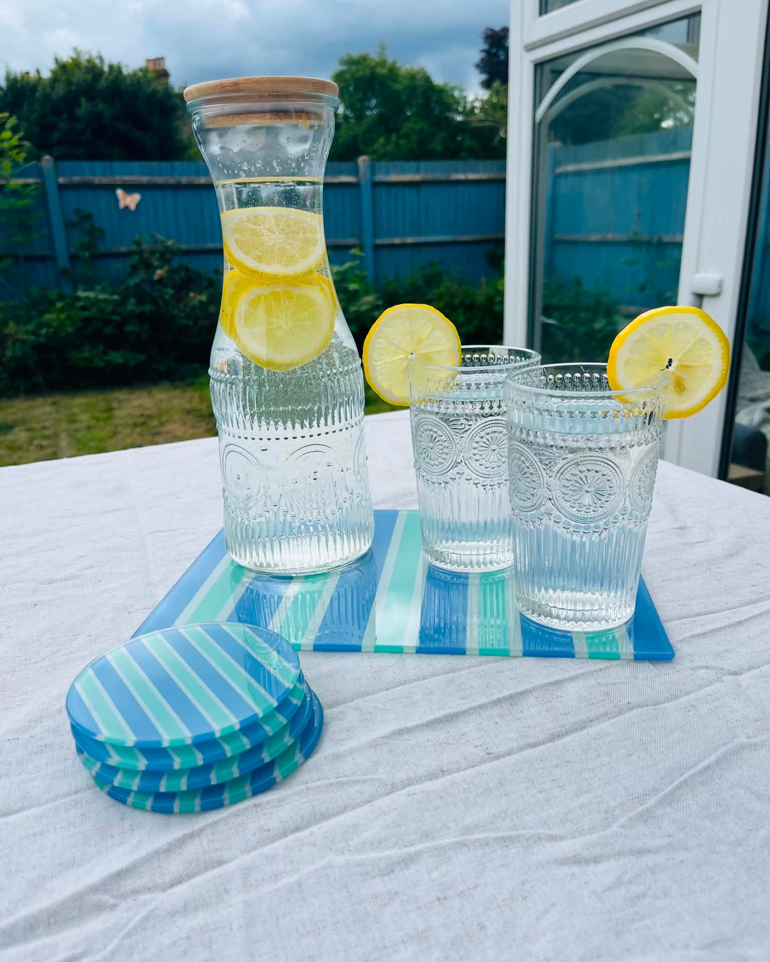 Bondi Beach – Summer Stripes Glass Coasters (Set of 4)