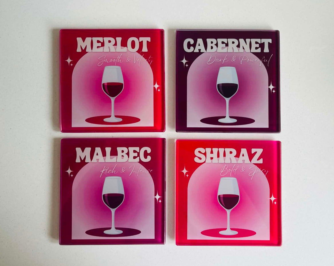 The Bold Reds Collection - Wine Glass Coasters (Set of 4)