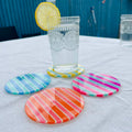 Summer Stripes Glass Coasters - Mixed (Set of 4)