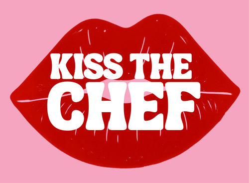 'Kiss The Chef' – Cheeky Slogan Glass Chopping Board