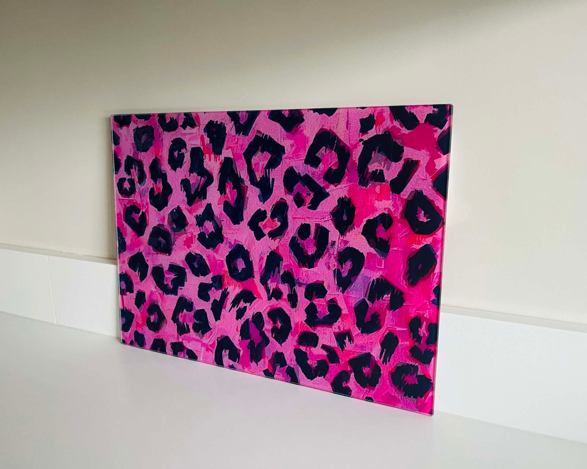 After Hours – Neon Leopard Glass Chopping Board