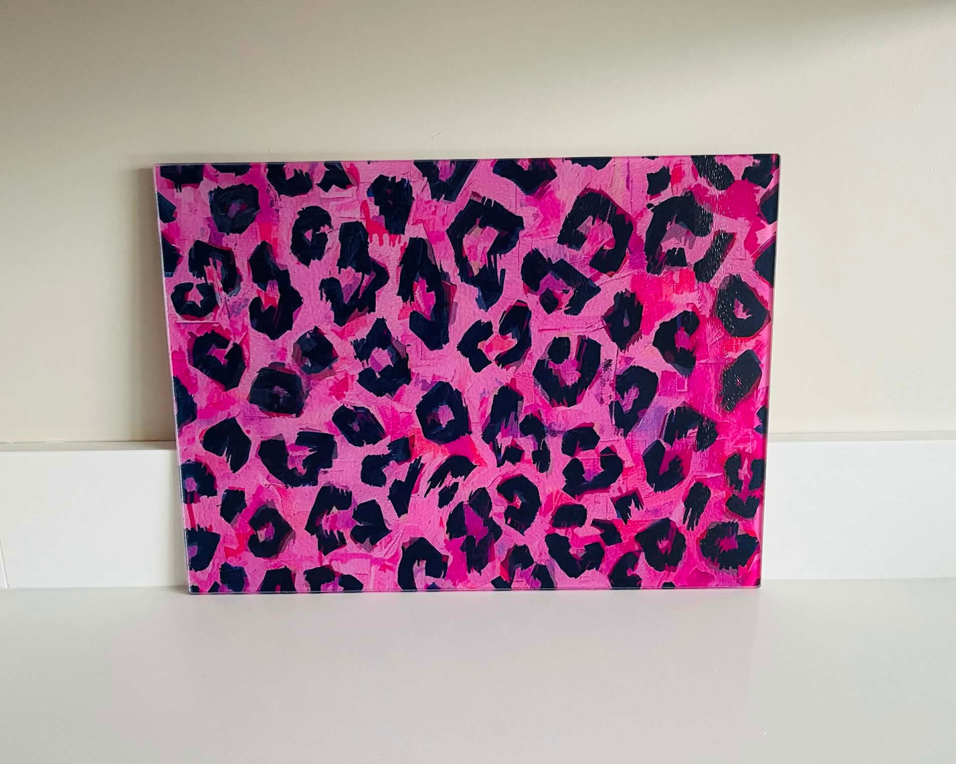 After Hours – Neon Leopard Glass Chopping Board