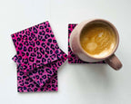 After Hours – Neon Leopard Glass Coasters (Set of 4)
