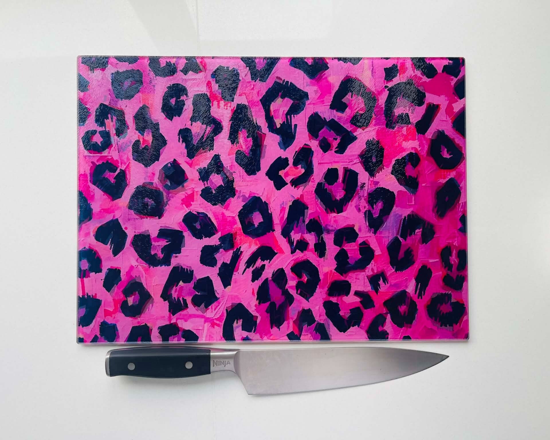After Hours – Neon Leopard Glass Chopping Board