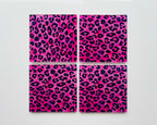 After Hours – Neon Leopard Glass Coasters (Set of 4)