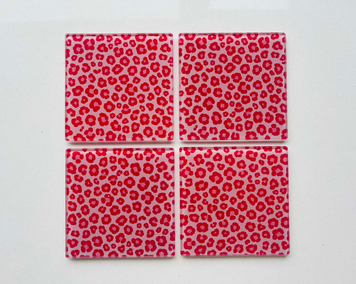 Blush Hour – Pastel Leopard Glass Coasters (Set of 4)
