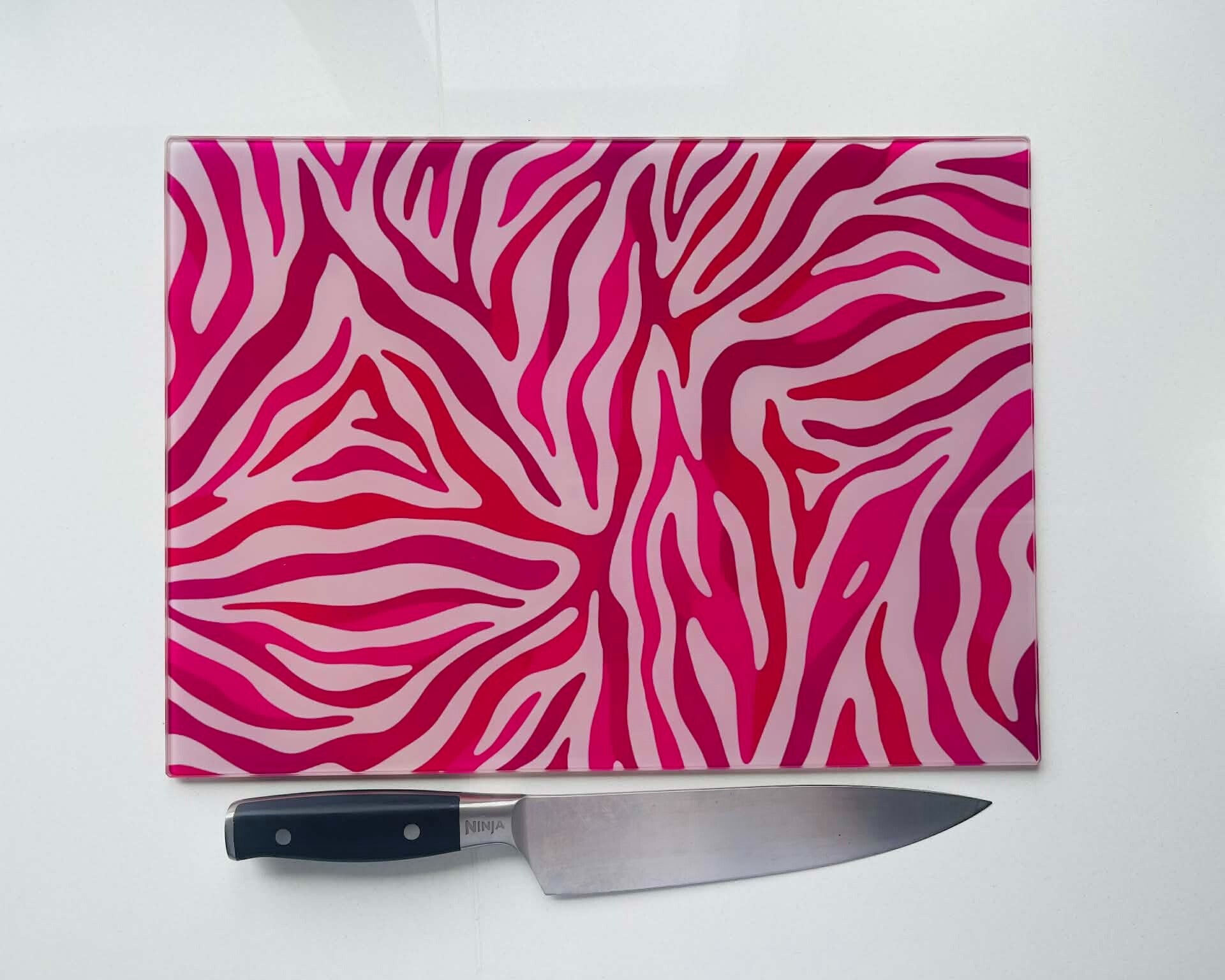 Blush Hour – Pastel Zebra Glass Chopping Board