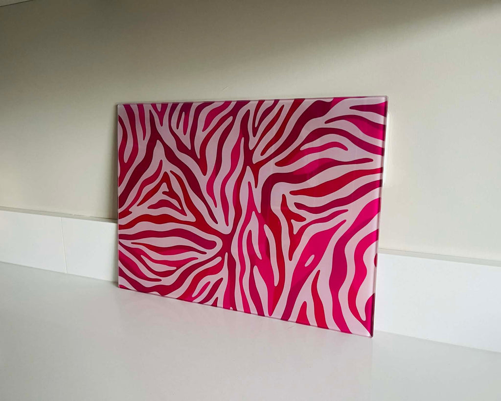 Blush Hour – Pastel Zebra Glass Chopping Board