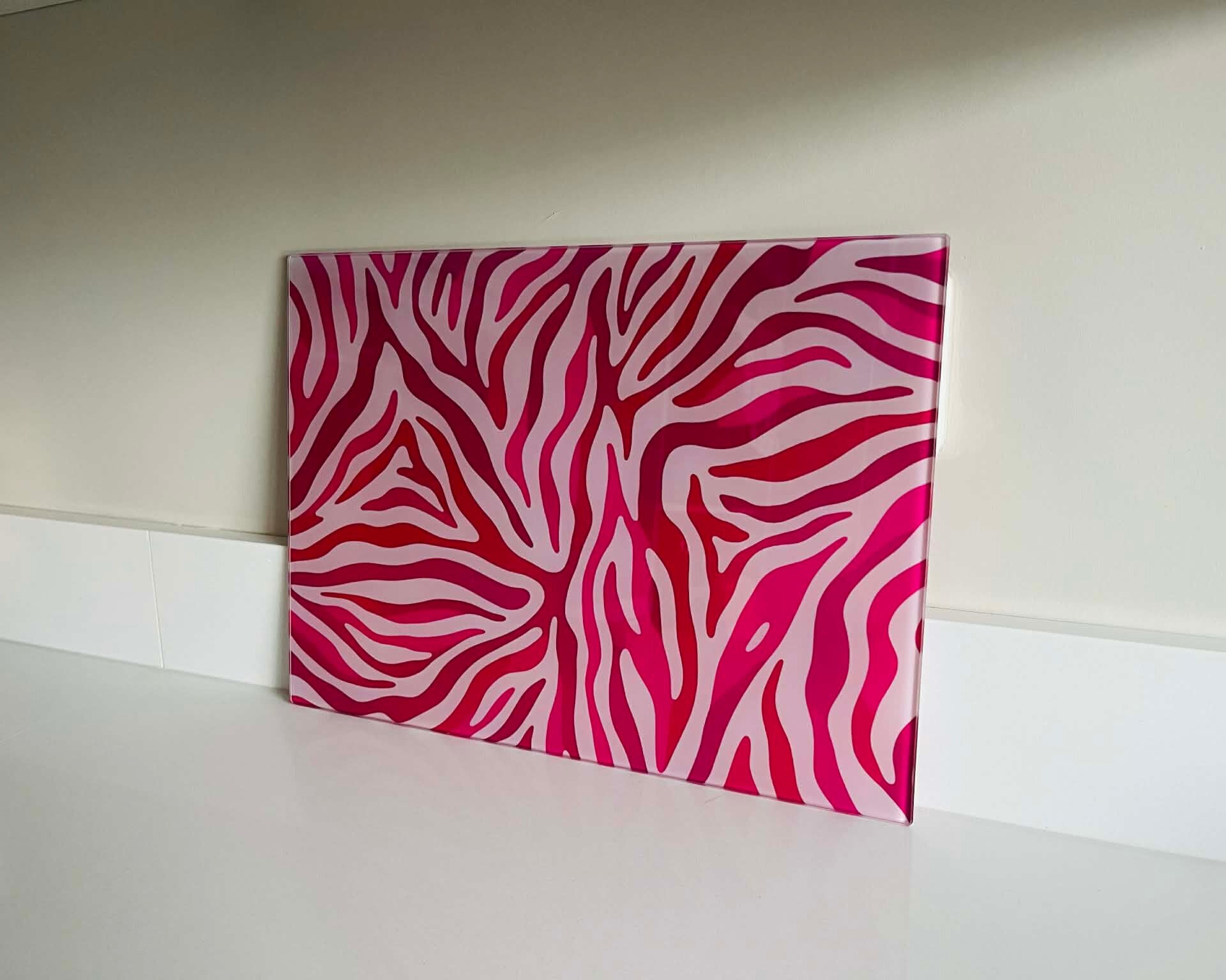 Blush Hour – Pastel Zebra Glass Chopping Board