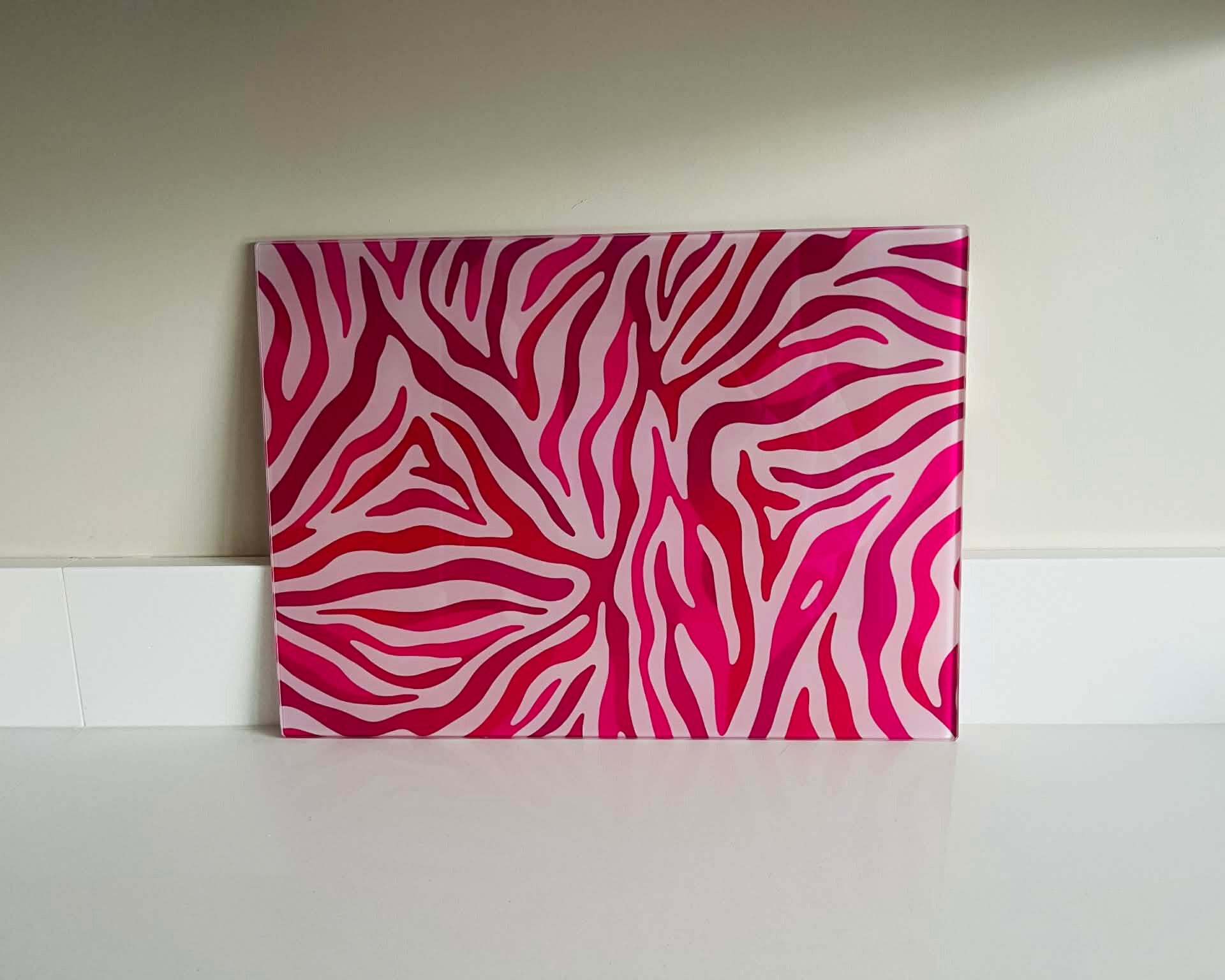 Blush Hour – Pastel Zebra Glass Chopping Board
