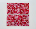 Blush Hour – Pastel Zebra Glass Coasters (Set of 4)