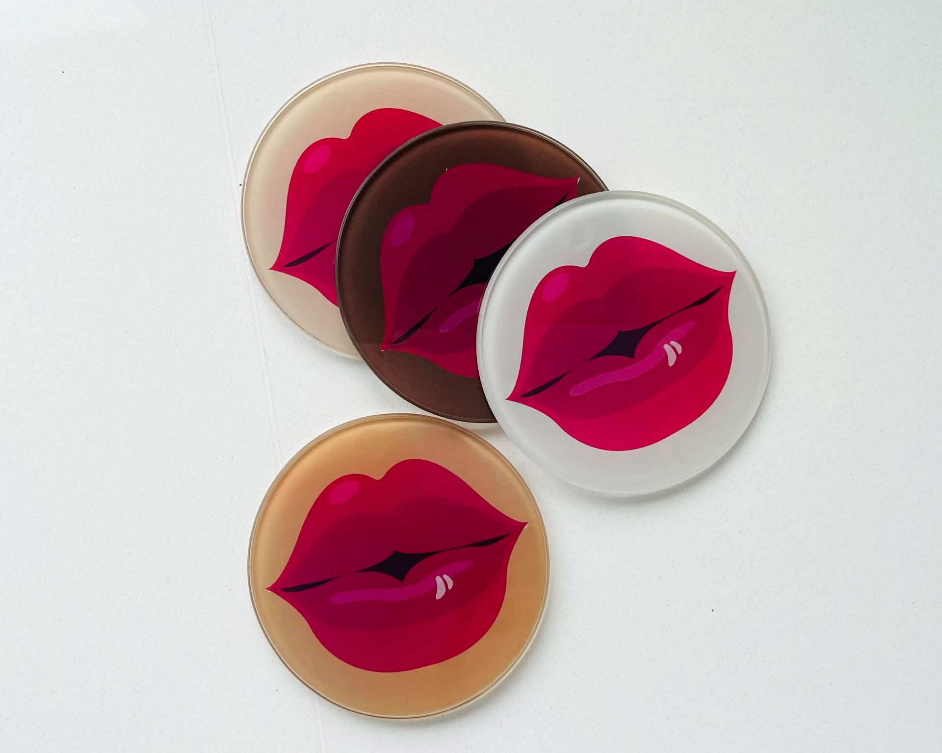 Diva Lips Quartet – Glass Coasters (Set of 4)