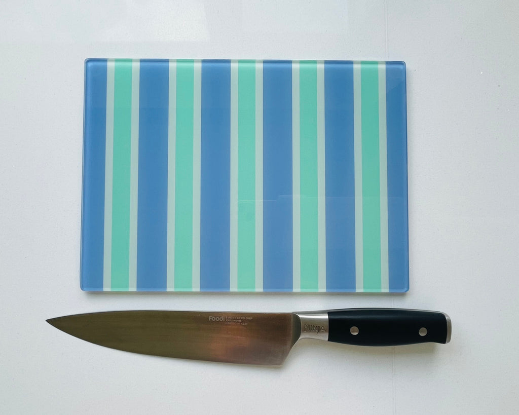 Bondi Beach – Summer Stripes Glass Chopping Board