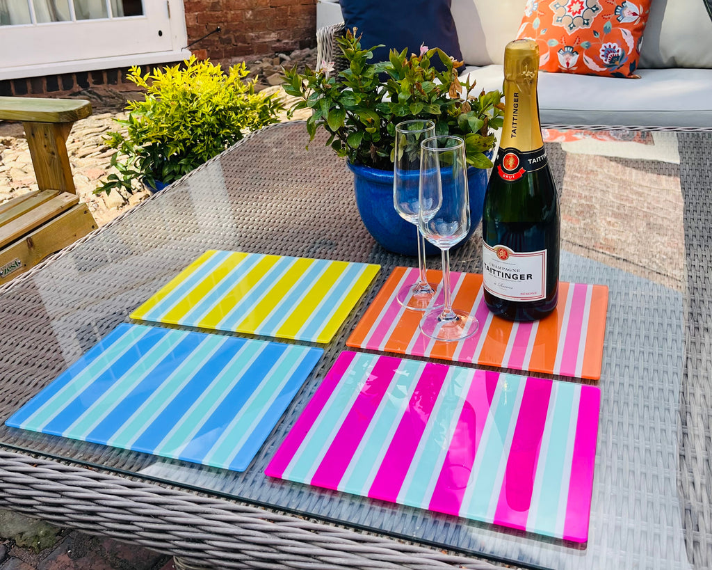 Bondi Beach – Summer Stripes Glass Chopping Board