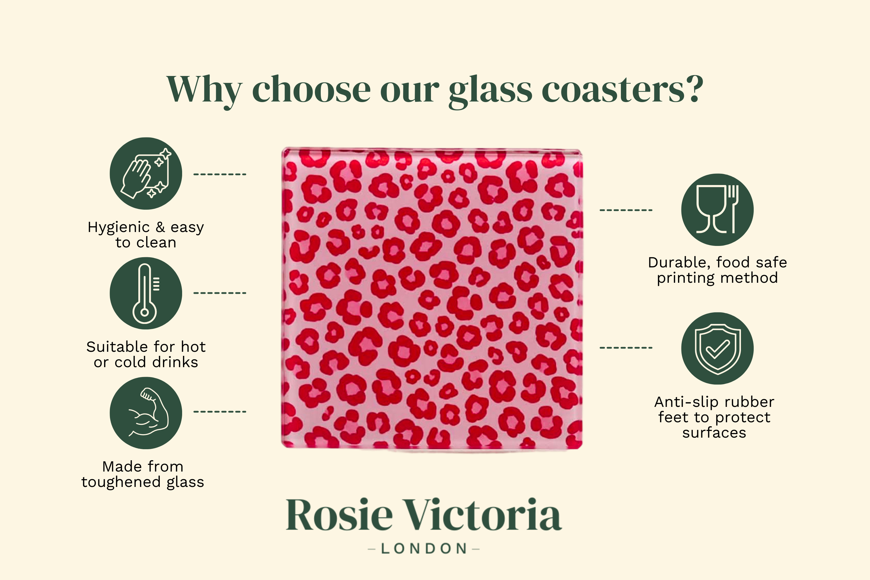 After Hours – Neon Leopard Glass Coasters (Set of 4)