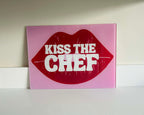 'Kiss The Chef' – Cheeky Slogan Glass Chopping Board