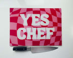 'Yes Chef' – Cheeky Slogan Glass Chopping Board
