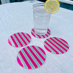 Miami Beach – Summer Stripes Glass Coasters (Set of 4)