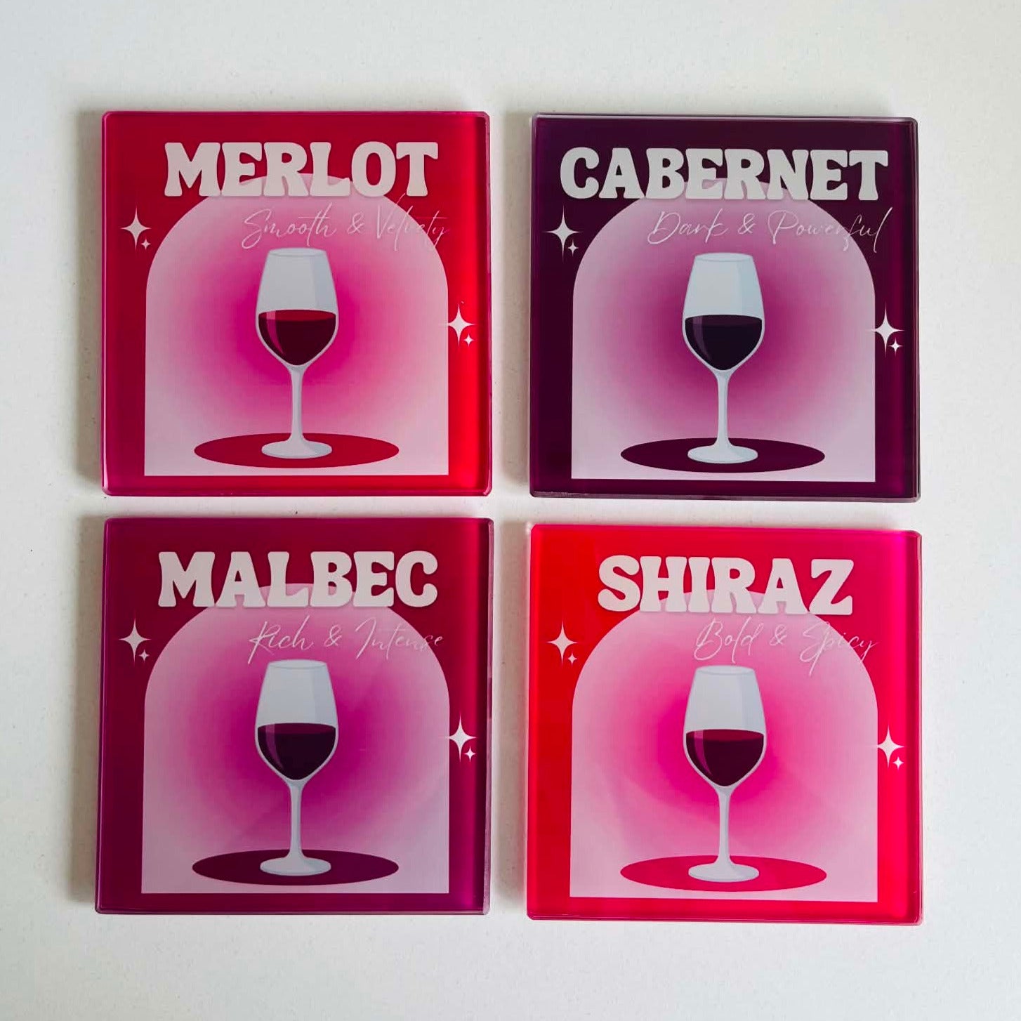 The Bold Reds Collection - Wine Glass Coasters (Set of 4)