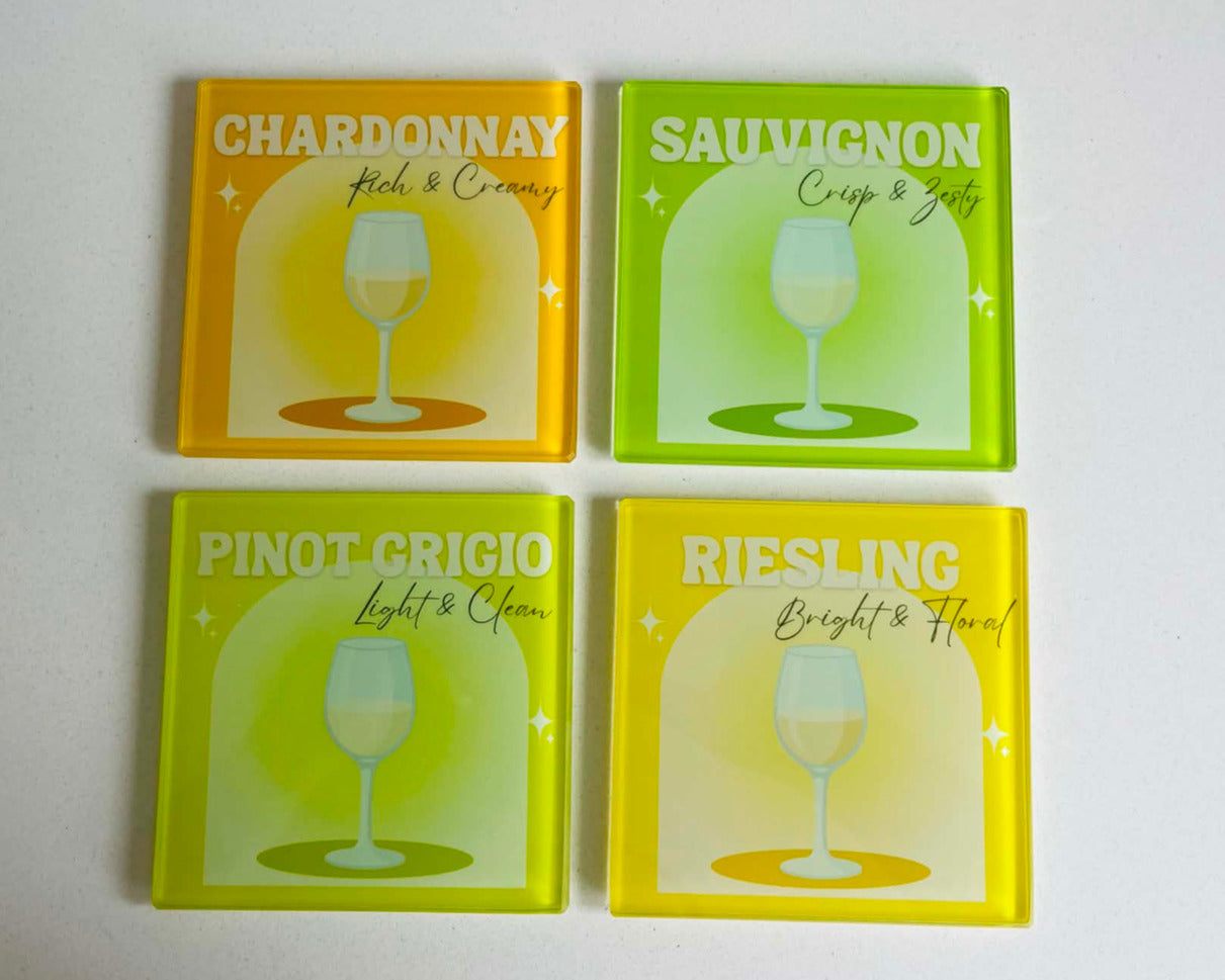 The Fresh Whites Collection - Wine Glass Coasters (Set of 4)
