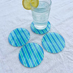 Bondi Beach – Summer Stripes Glass Coasters (Set of 4)