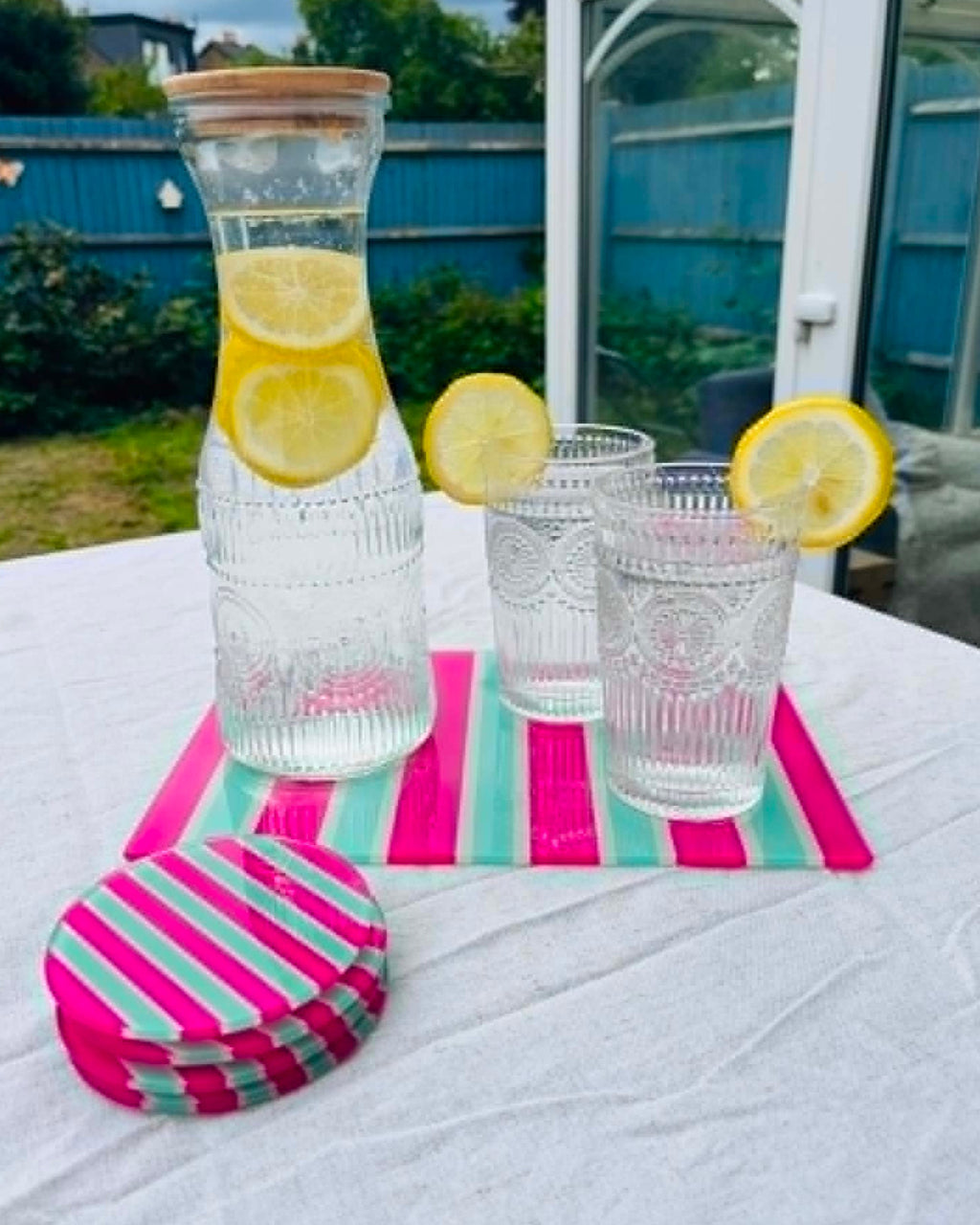 Miami Beach – Summer Stripes Glass Chopping Board