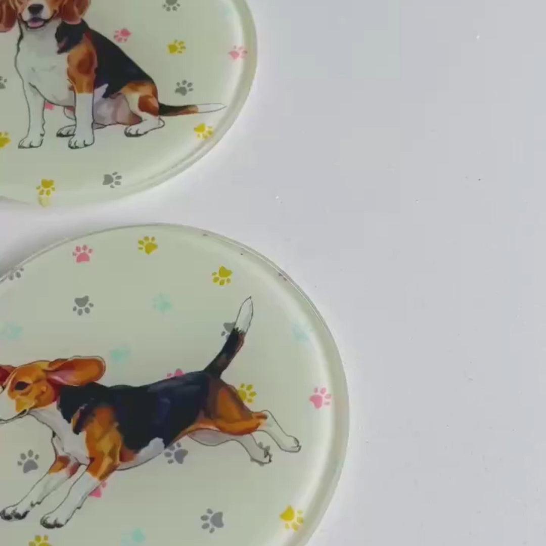 'Bailey the Beagle' Glass Coasters (Set of 4)